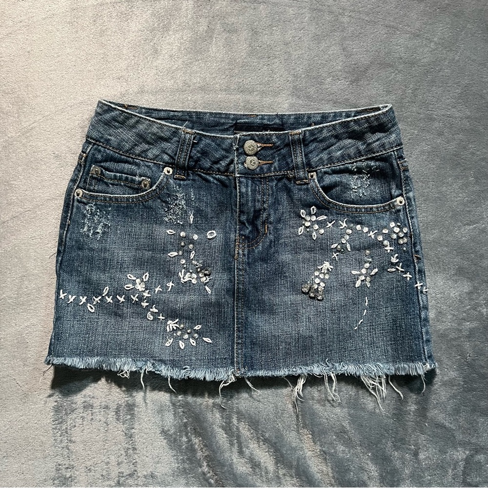 Embroidered Denim Mini Skirt